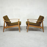 Paire de fauteuils scandinaves kaki, 1960