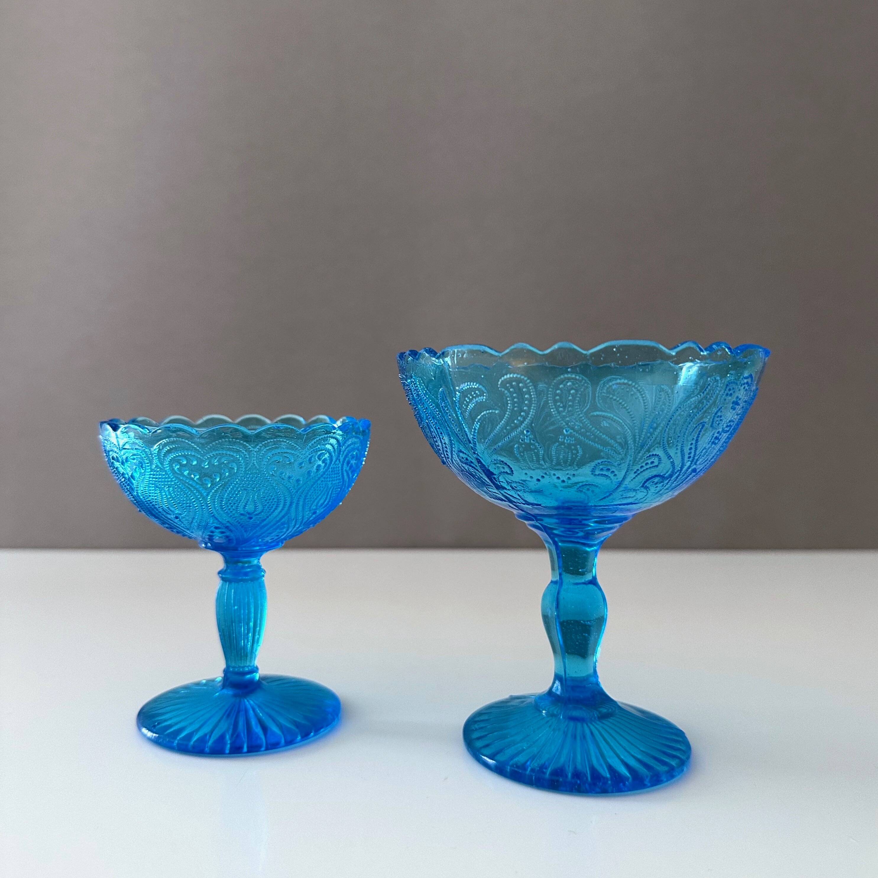 Art Deco pressed glass collection, sugar bowls turquoise