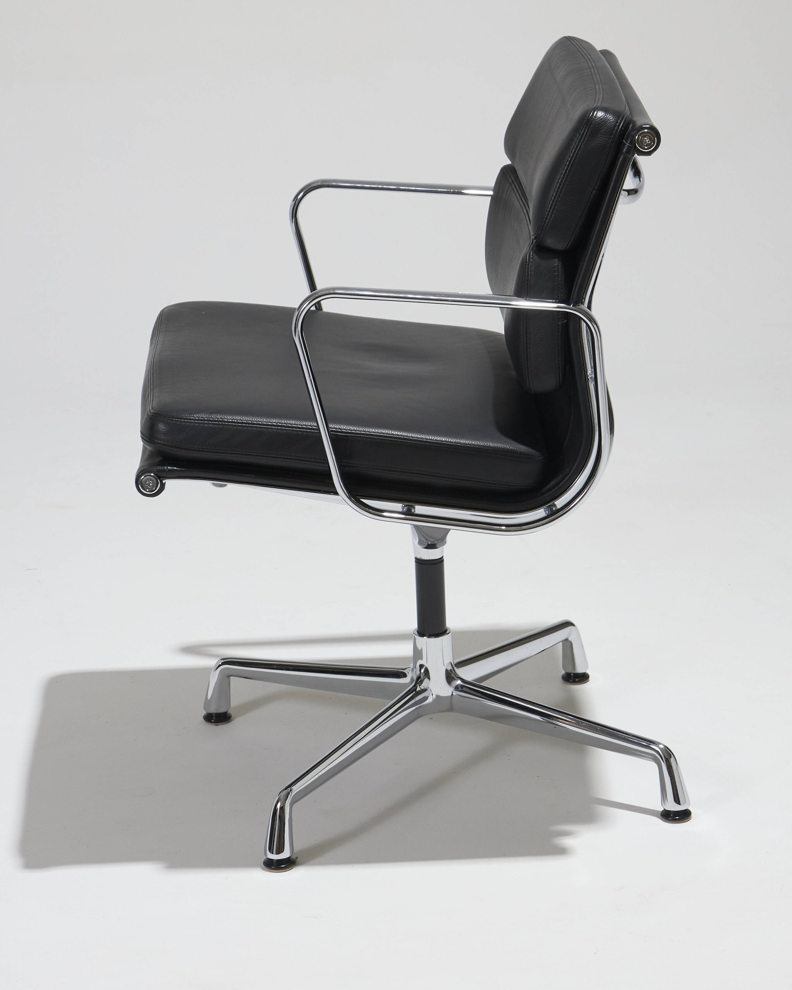 CHARLES EAMES "SOFT PAD EA 208" LEATHER ARMCHAIR, 1960s