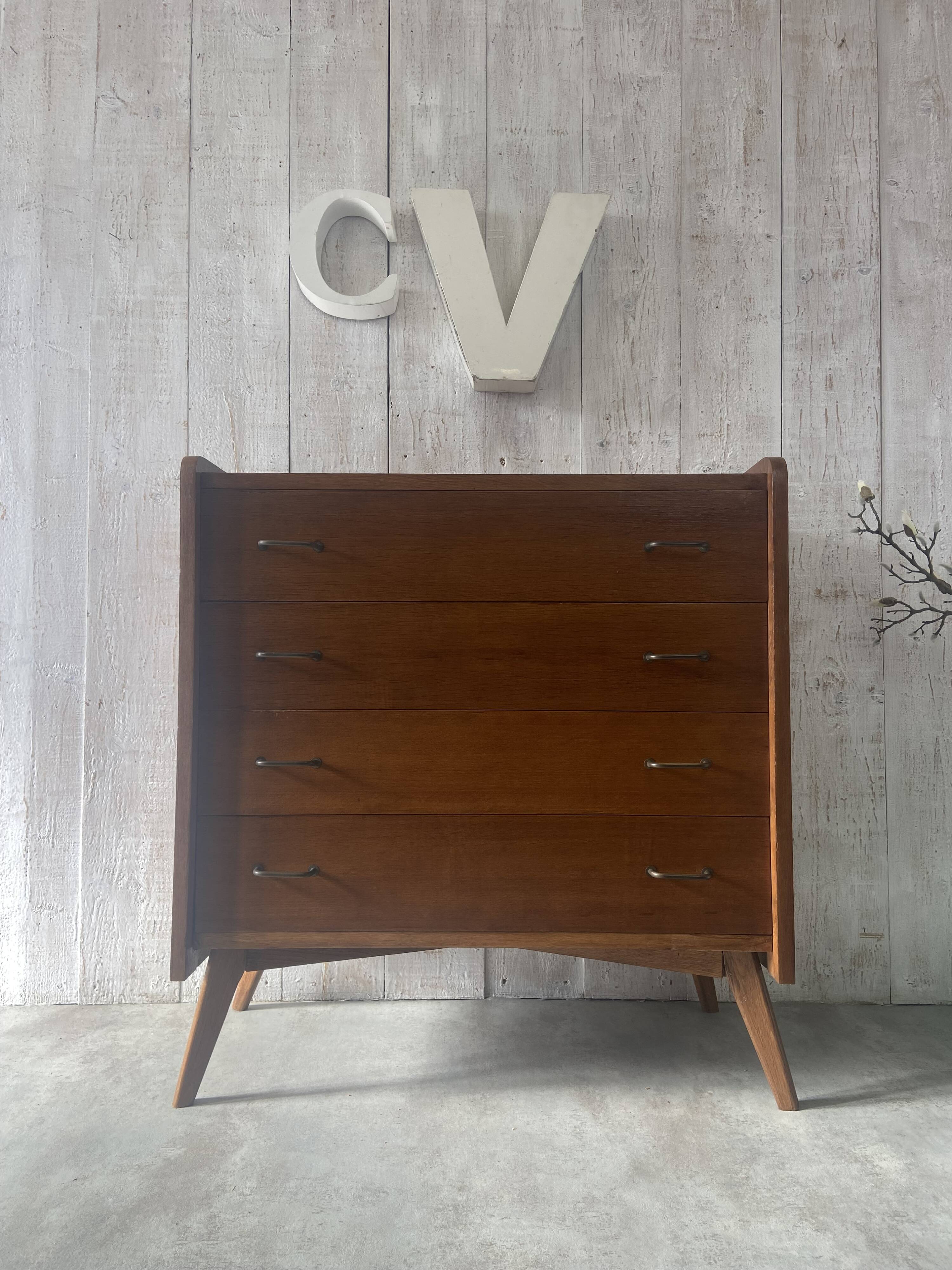 Vintage chest of drawers with tapered legs