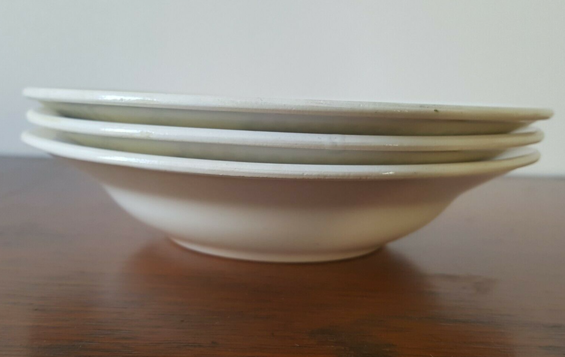 Hollow plates in earthenware Lustucru décor vintage checkerboard blue tiles