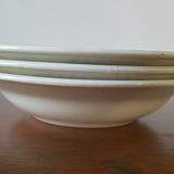 Hollow plates in earthenware Lustucru décor vintage checkerboard blue tiles