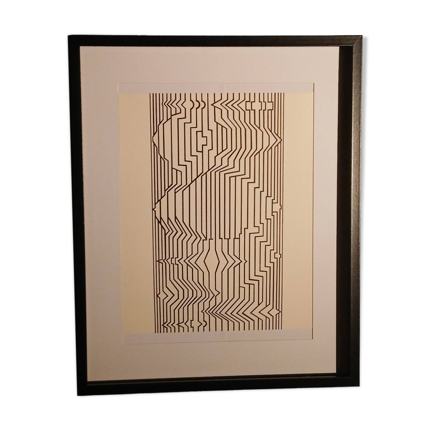 Tableau Vintage Art Optique - Victor Vasarely - Frame 40x40cm