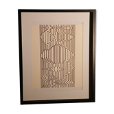 Tableau Vintage Art Optique - Victor Vasarely - Frame 40x40cm