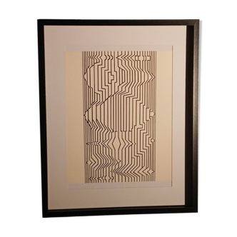 Tableau Vintage Art Optique - Victor Vasarely - Cadre 40x40cm