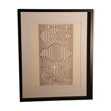 Tableau Vintage Art Optique - Victor Vasarely - Frame 40x40cm