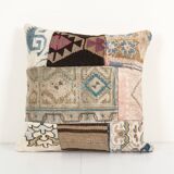 Vintage patchwork pillow case made from an anatolian cover, designer cushion 17'' x 18''