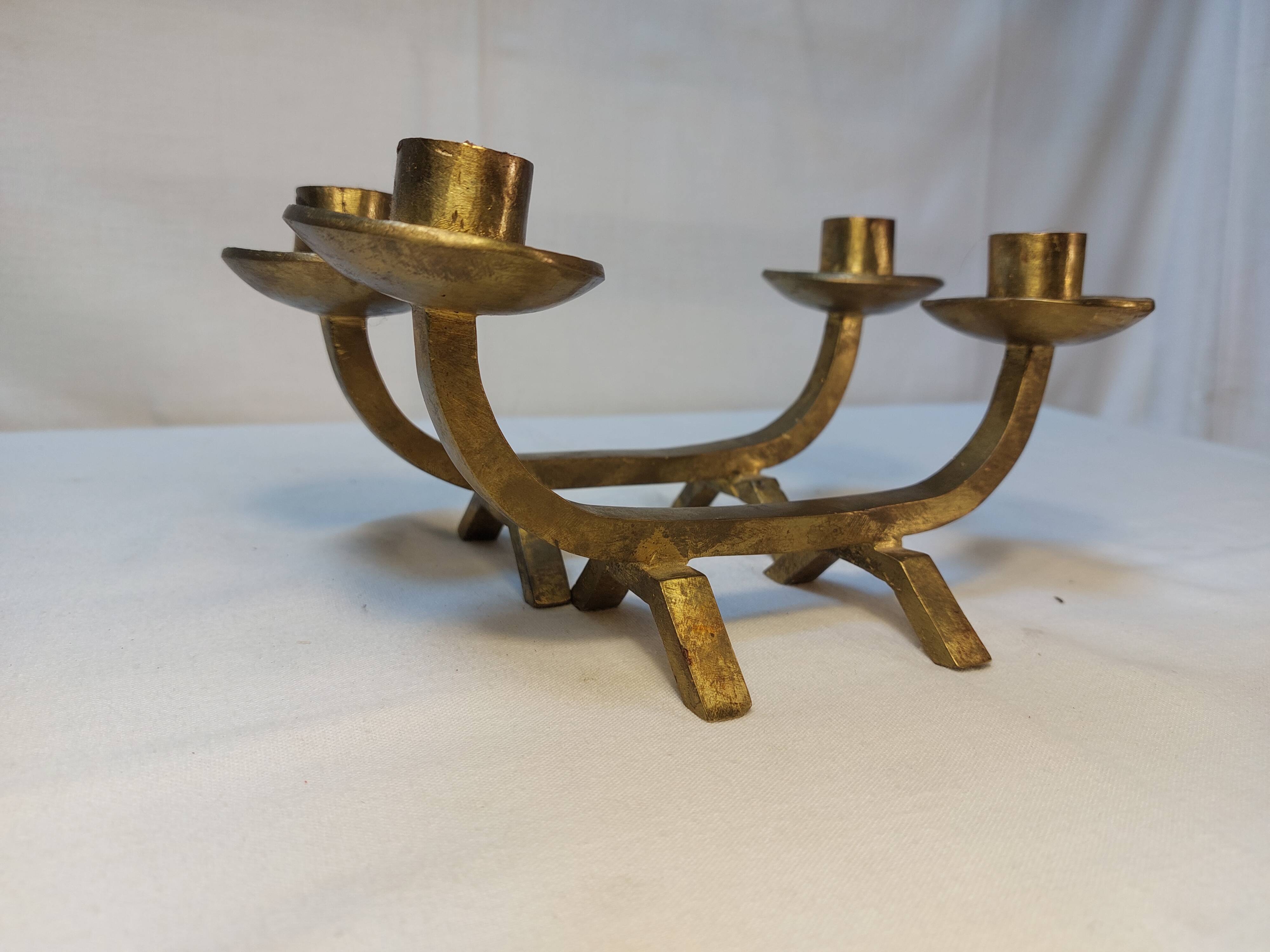 Pair of brutalist candlesticks in solid brass - 1960s