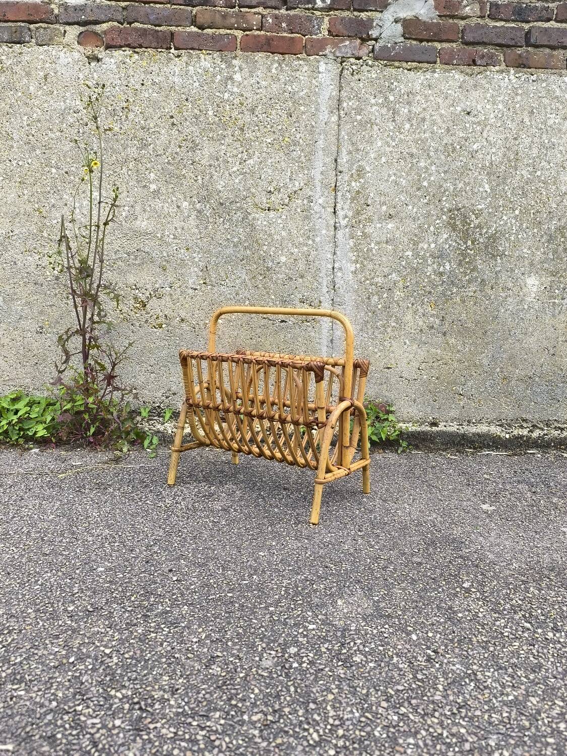 Rattan magazine rack 1960