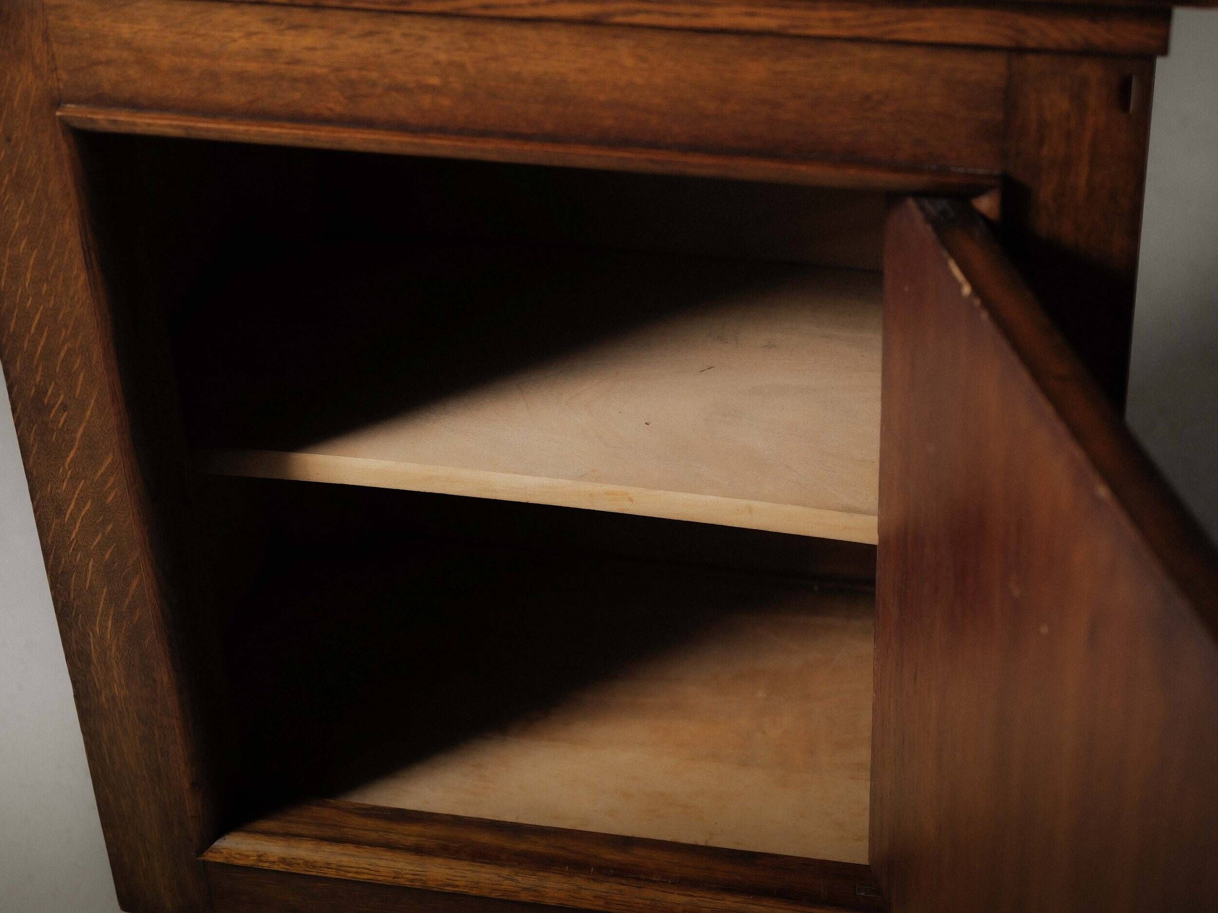 Modernist oak and leather furniture – France, circa 1940