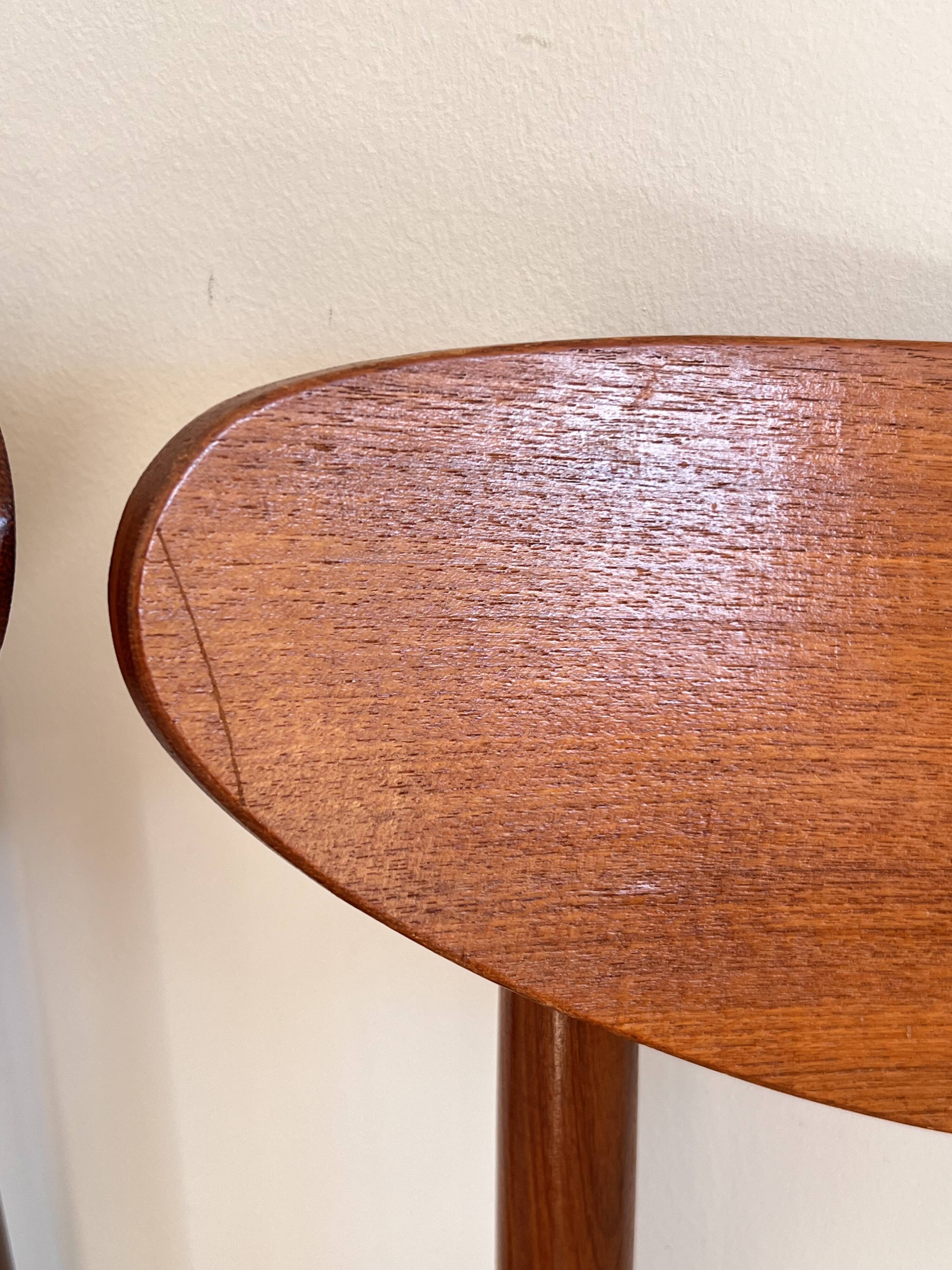 Set of 6 Scandinavian style Danish teak upholstered chairs. 1960s