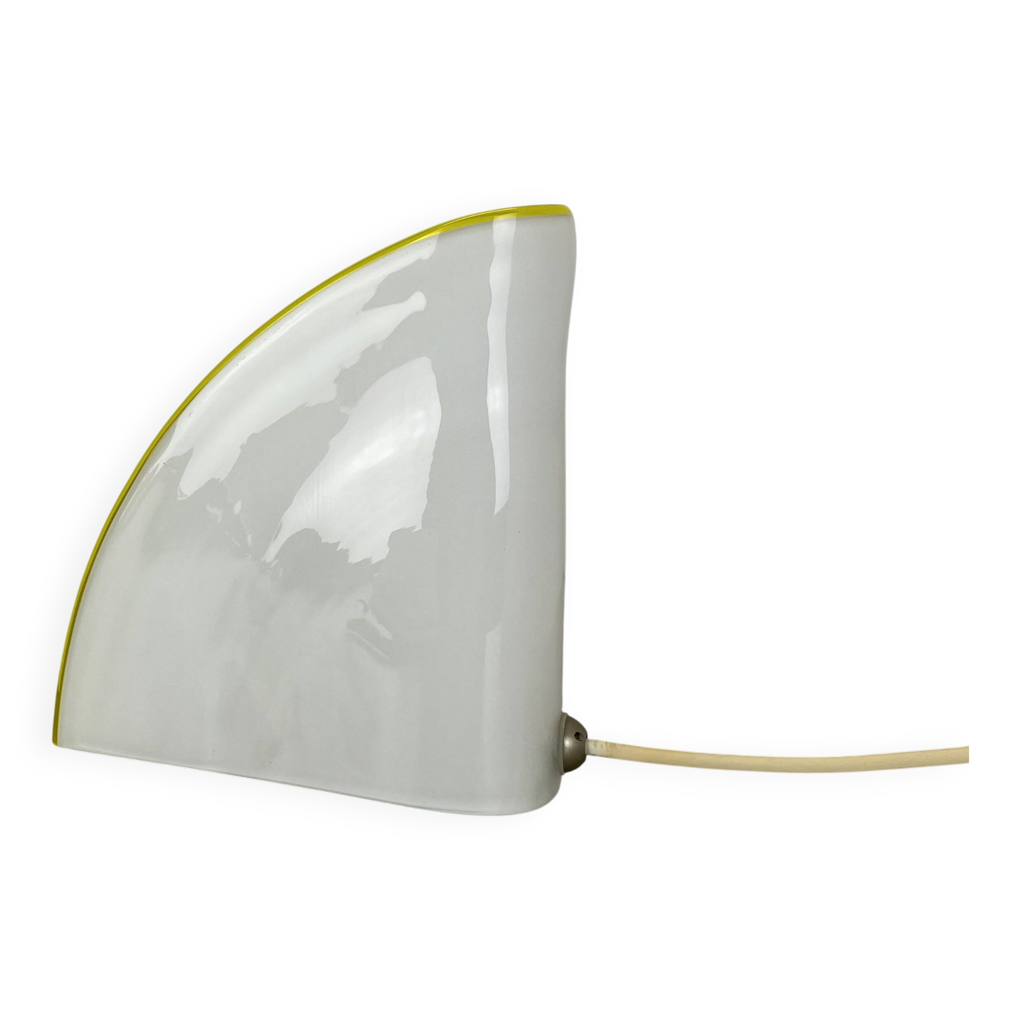 Minimalist White and Yellow Murano Glass Table Lamp by De Majo, Italy 1970s