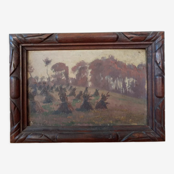 Landscape, oil on cardboard, late 19th century