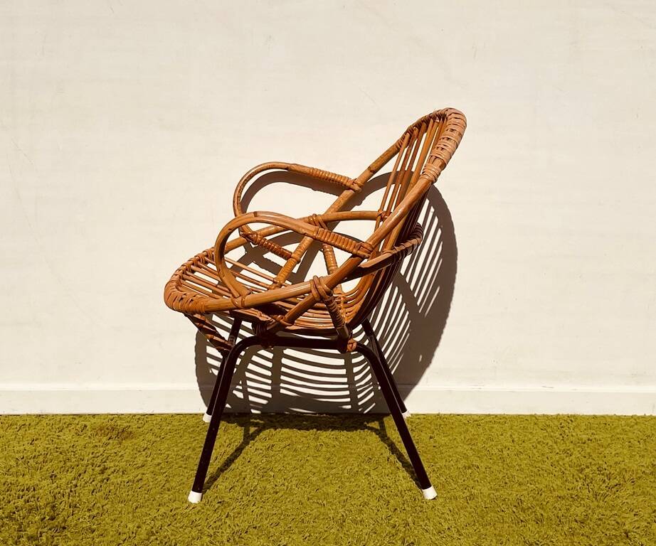 Pair of lounge rattan armchairs by D. Van Sliedregt / R. Noordwolde. Vintage