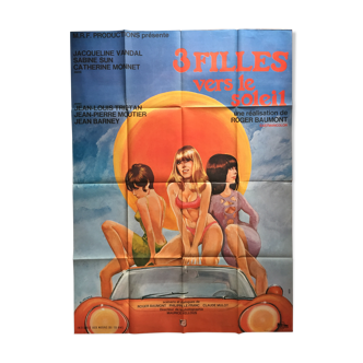 Affiche "Trois filles vers le soleil automobile sabine sun" 120x160cm