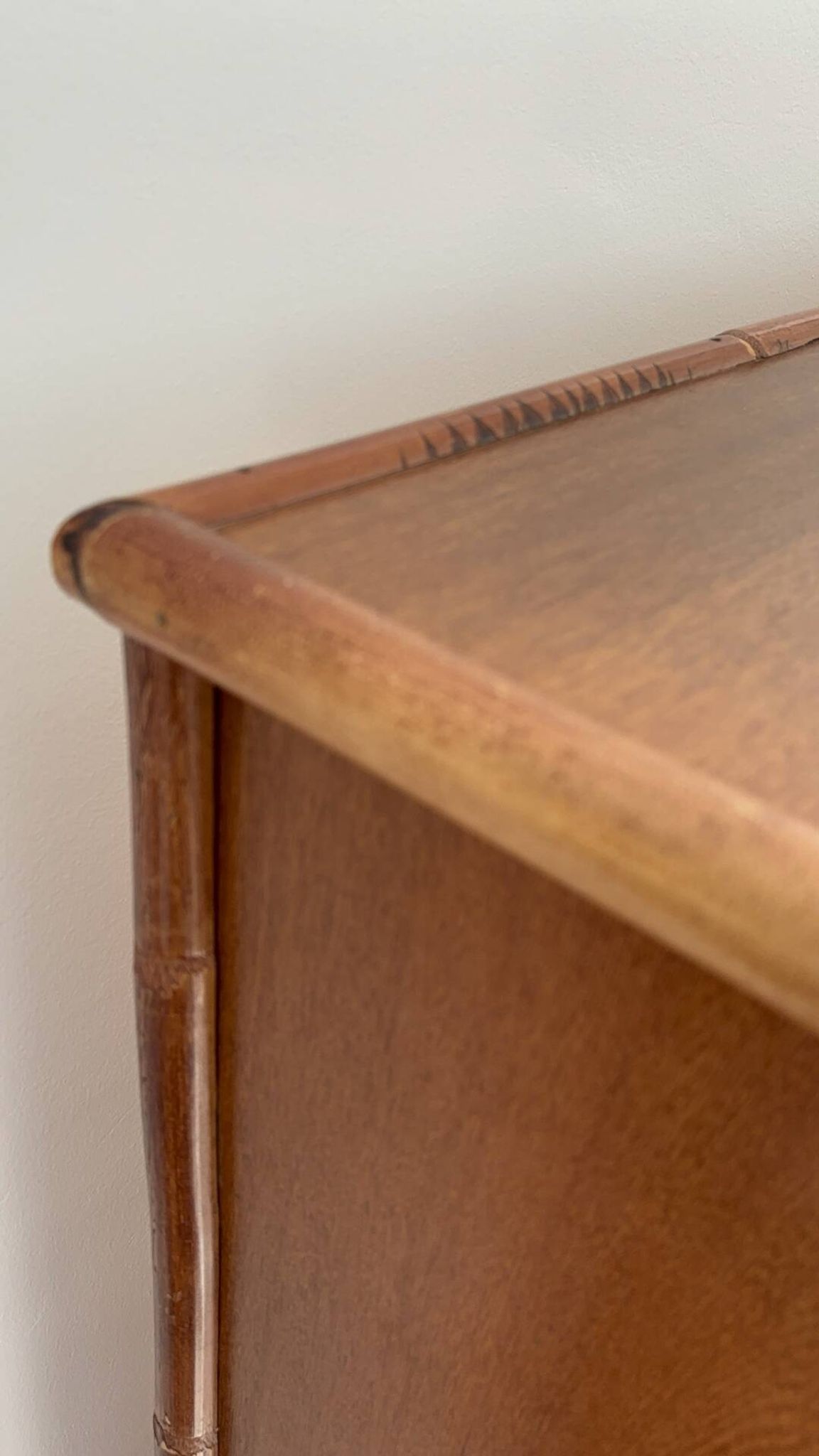 Dalvera wooden and bamboo chest of drawers, 1970