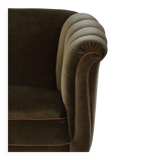 Mid-20th century, pair of Danish shell lounge chairs in green velvet, 1940s.