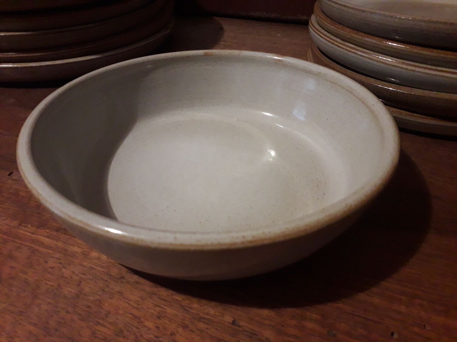 Beige vintage stoneware plates