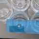 Set of 15 engraved crystal glasses with a gold rim.
