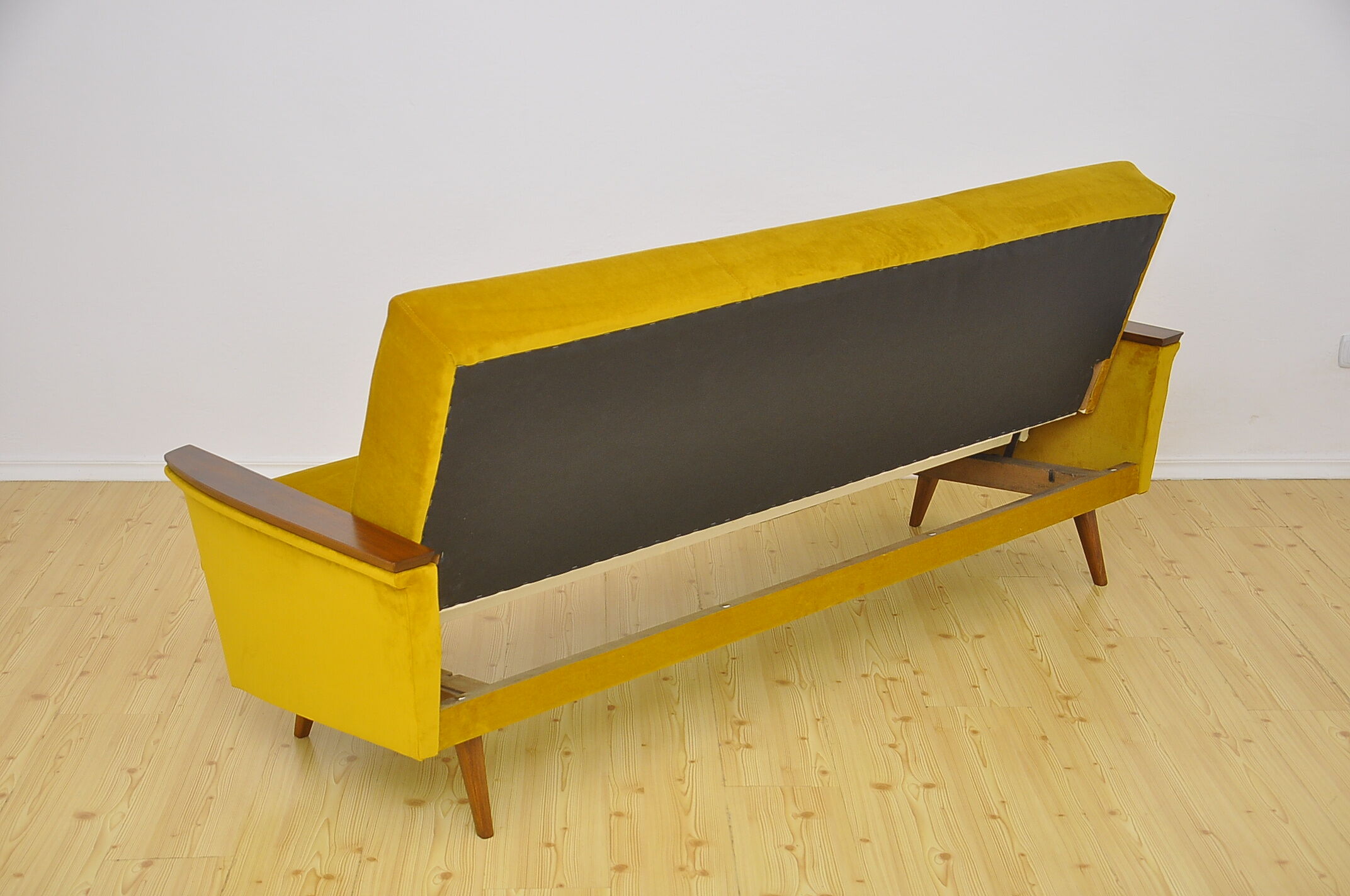 Velvet Daybed Sofa with fold-out function, 1960s