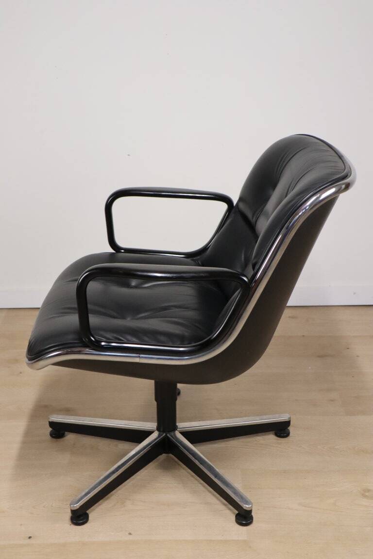 Charles Pollock leather office chair, Knoll edition, 1970