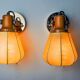 Pair of articulated "Cocoon" wall lights in resin and pine, Italy, 1970
