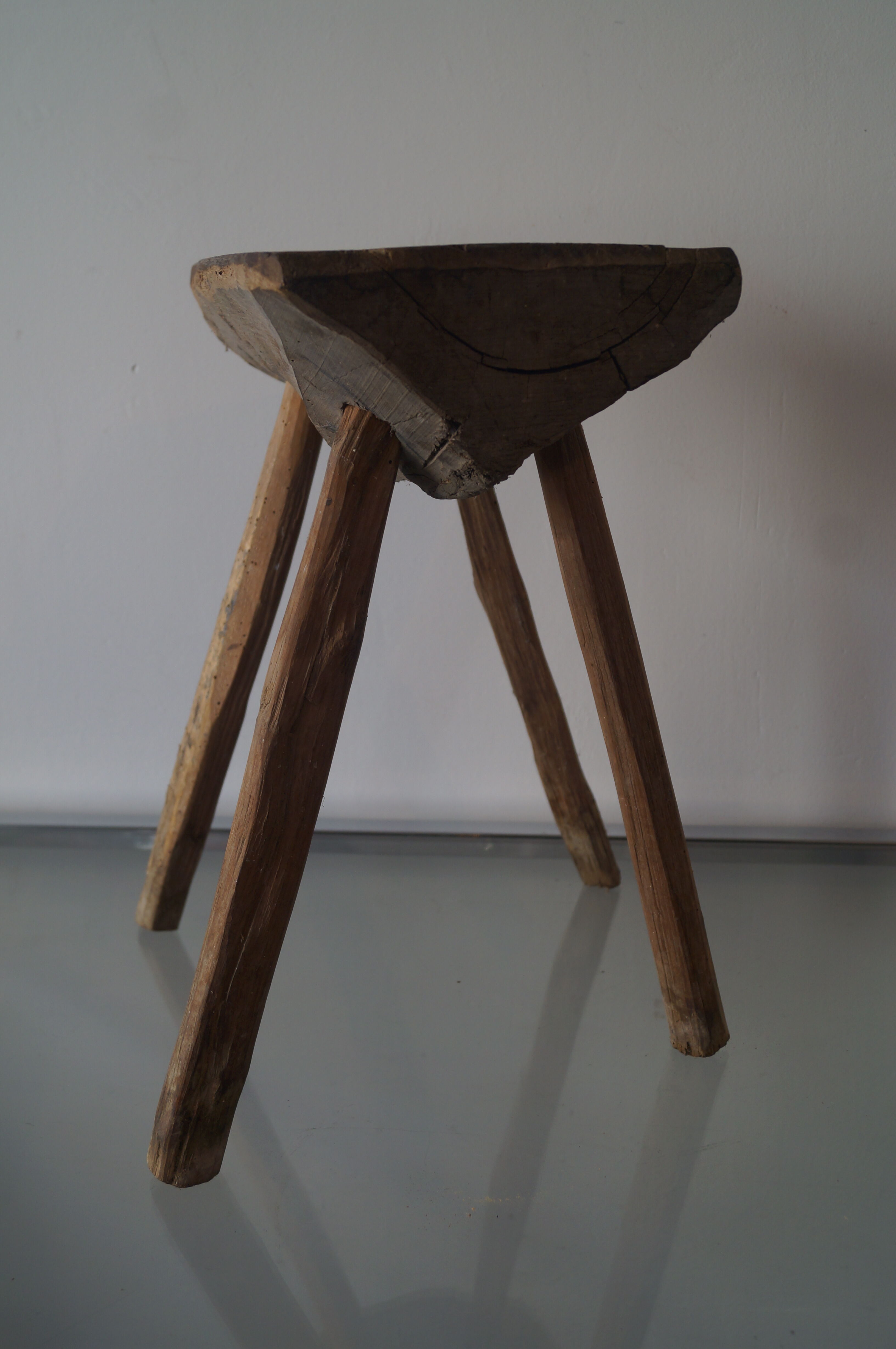 Brutalist solid wood stool
