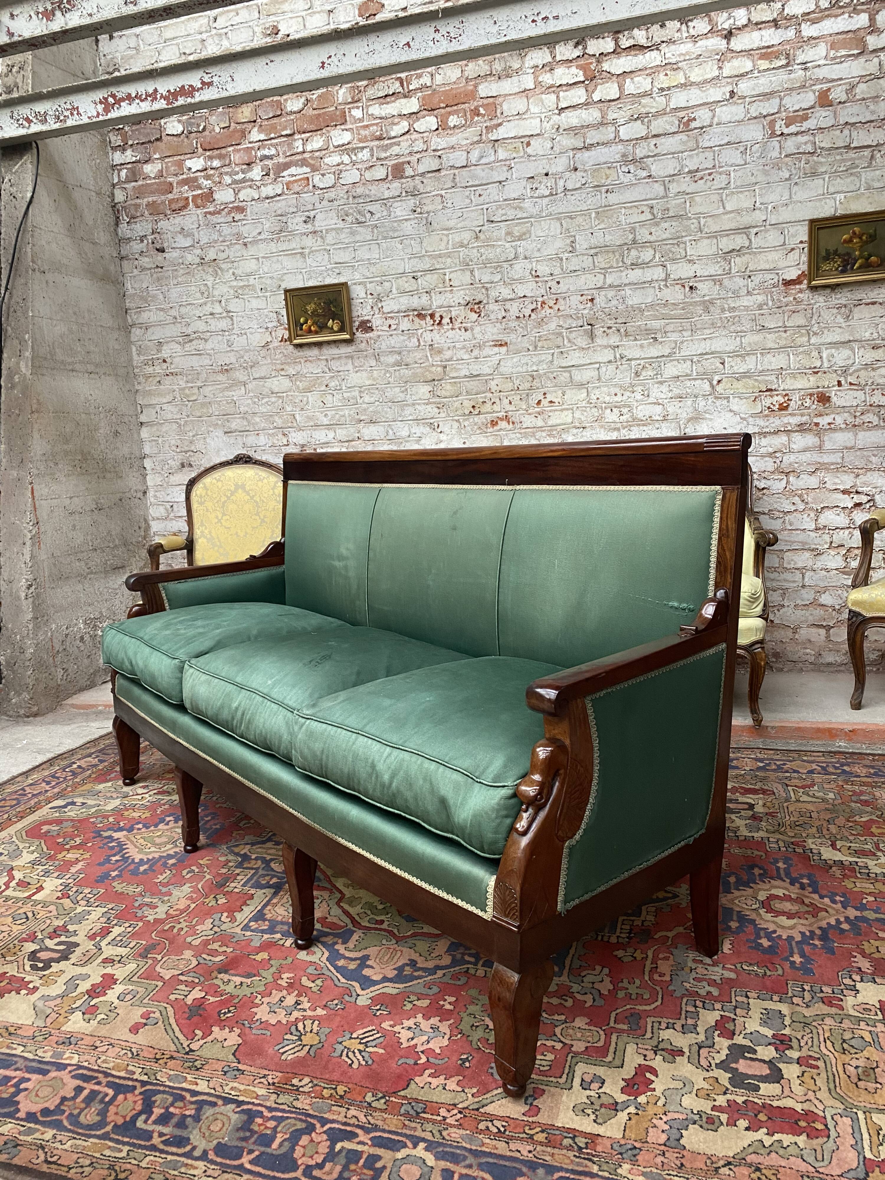 Mahogany bench in empire style xix th century