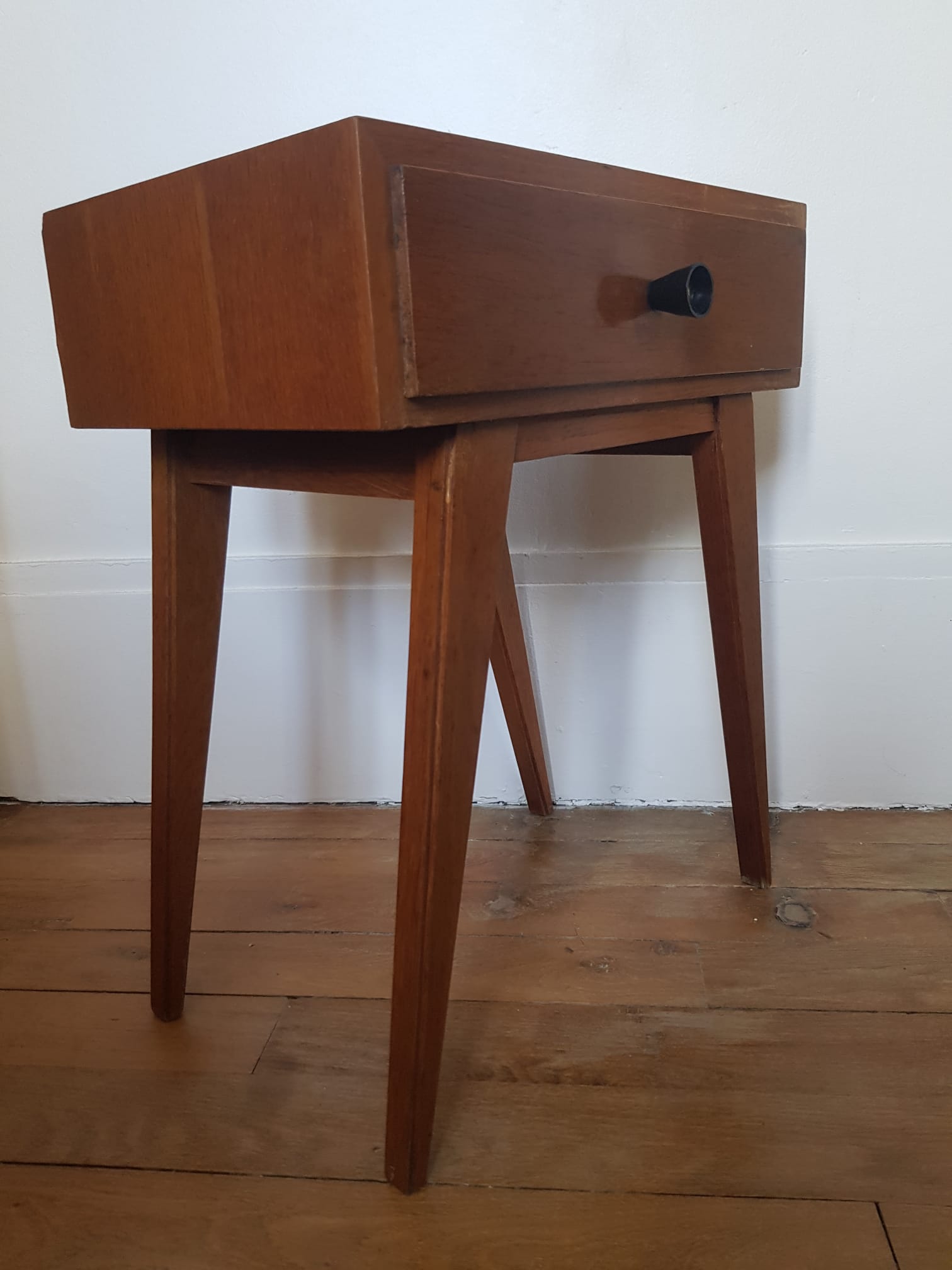 Wooden bedside table compass foot