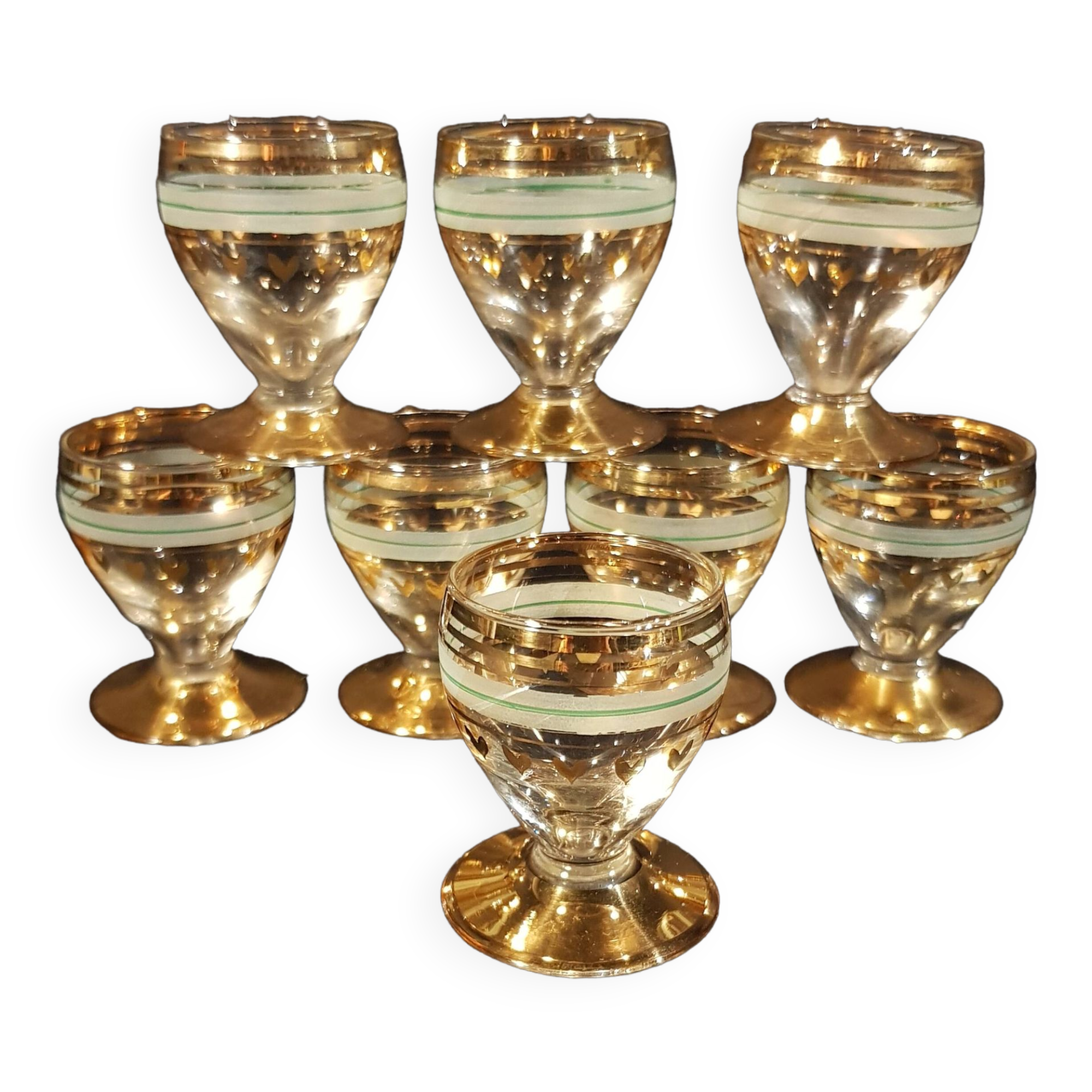 8 old liquor glasses