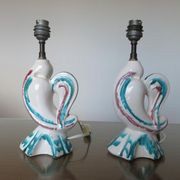 Pair of zoomorphic ceramic lamp feet 60s