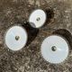 Trio vintage pendant light wavy opaline lampshade golden wires old light