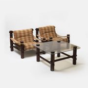 Set of 2 lounge chairs and coffe table model 'Bjorn' by Aleksander Kuczma, Poland, 1970s