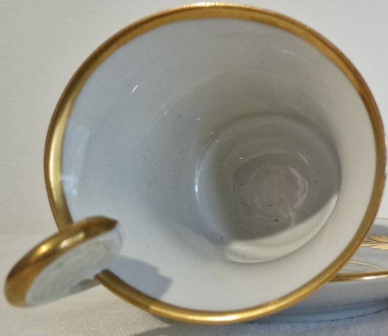 Paire de tasses litron d'époque Second Empire Décor impérial Napoléon Ier