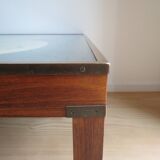 1970s Maison Jansen Campaign Style Coffee Table World Atlas Map