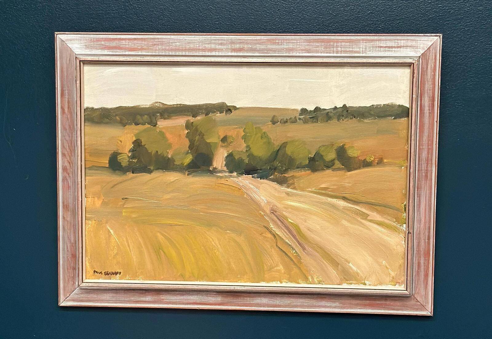 Original Swedish Oil on Canvas – “Landscape” by Paul Gerhard – Vintage & Framed – 64 × 47 Cm (25.2" × 18.5")
