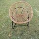 Pair of mid century bamboo and iron pod chairs, 1960s