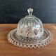 Vintage glass cheese dome with its plate, 1950s.