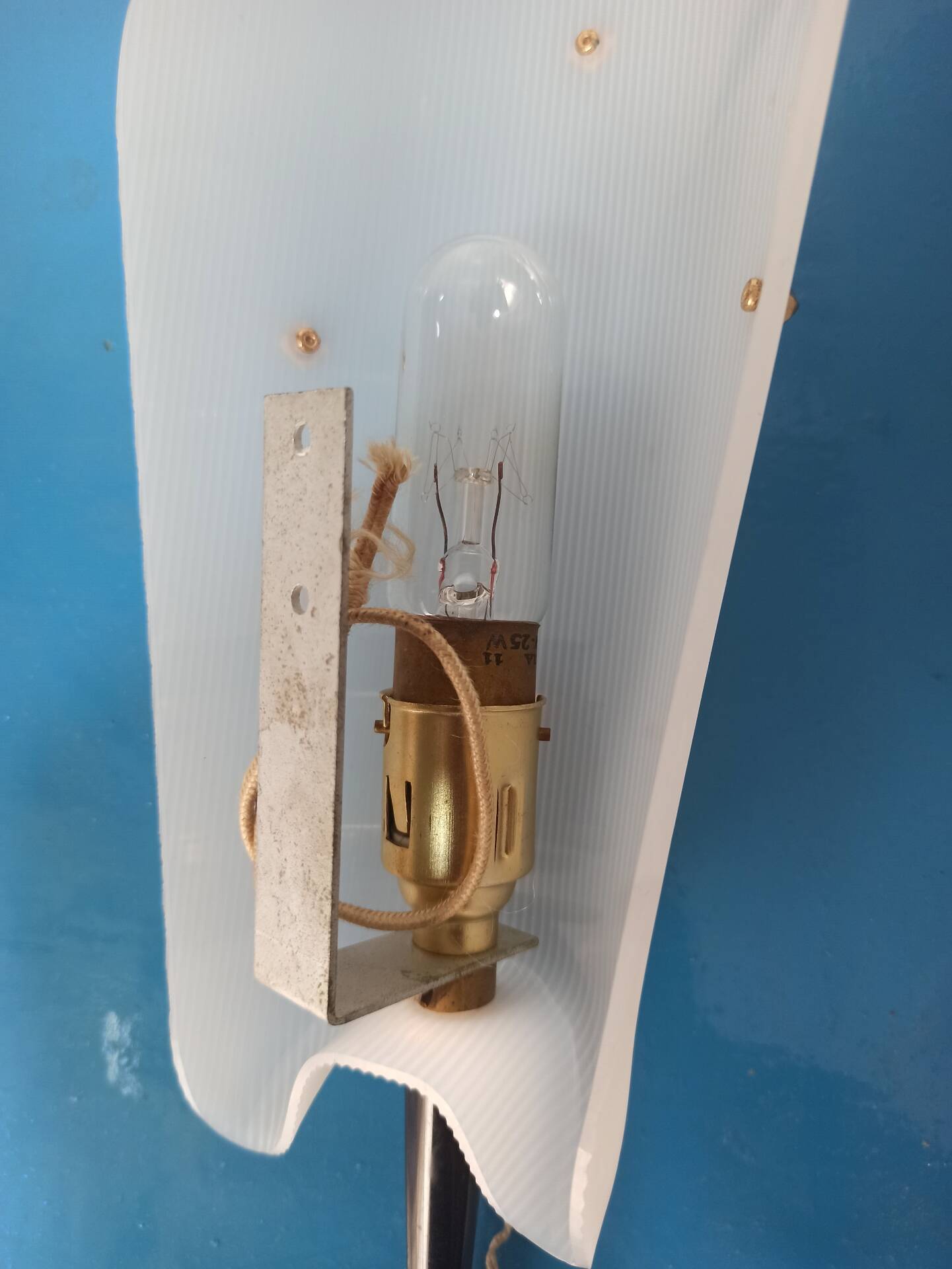 Pair of Vintage Mid-Century "ARA Paris" Wall Lights in Striped Rhodoid & L