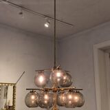 Holger Johansson, brass and grey glass chandelier, The Modern Scandinavian