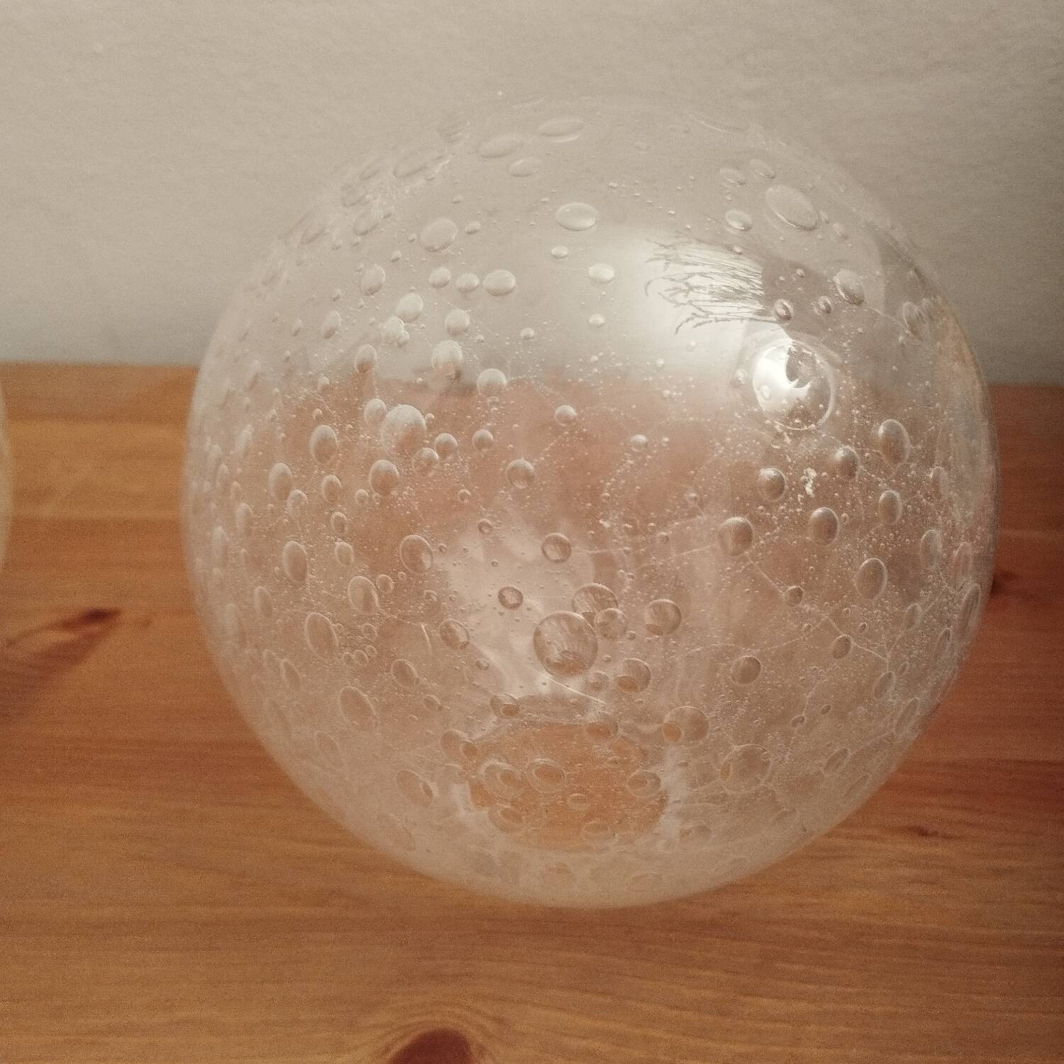 Pair of vintage globe wall lights with bubbled glass by INDA design Space Age