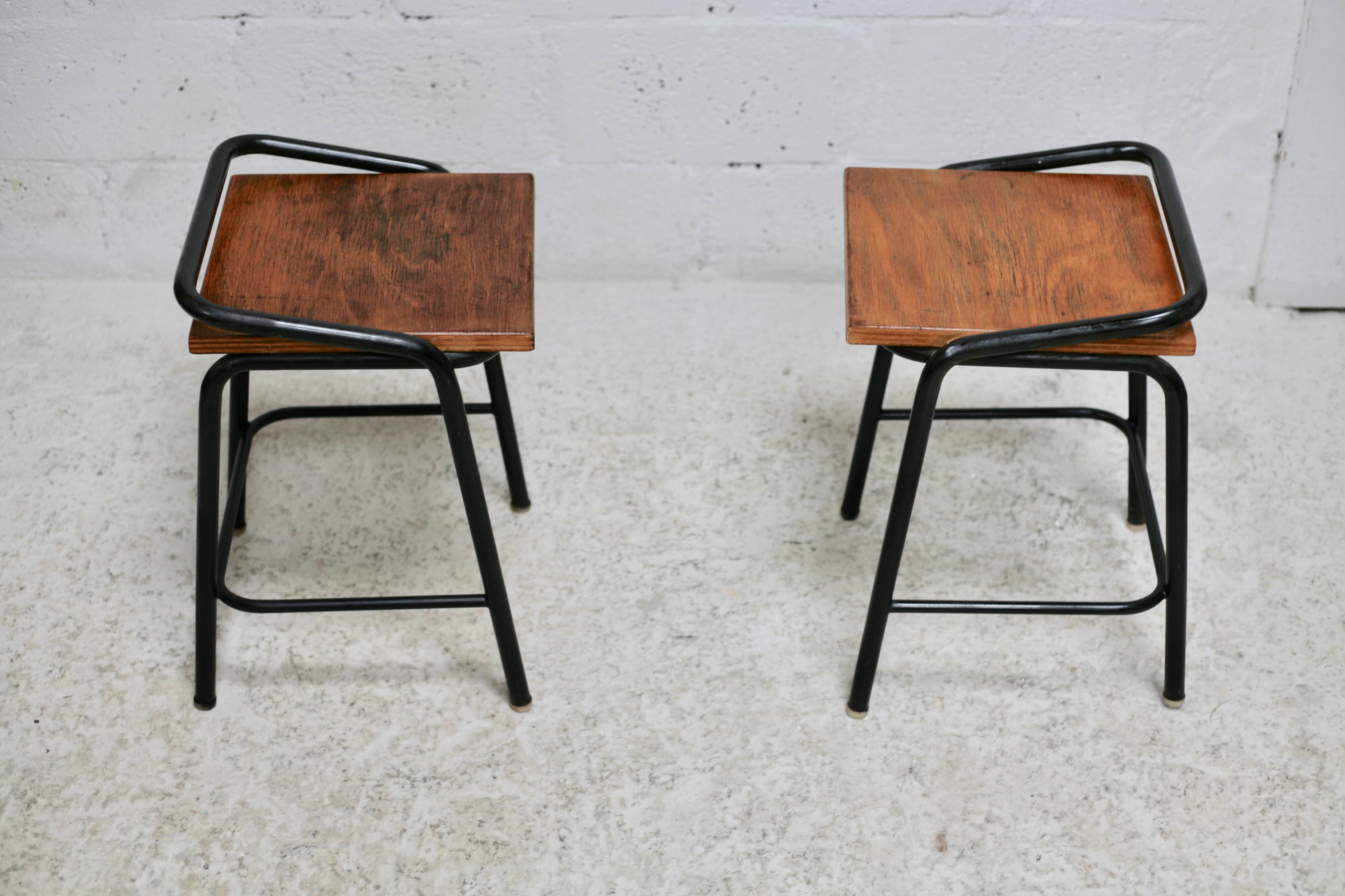 Pair of modernist stools, France, 1960s
