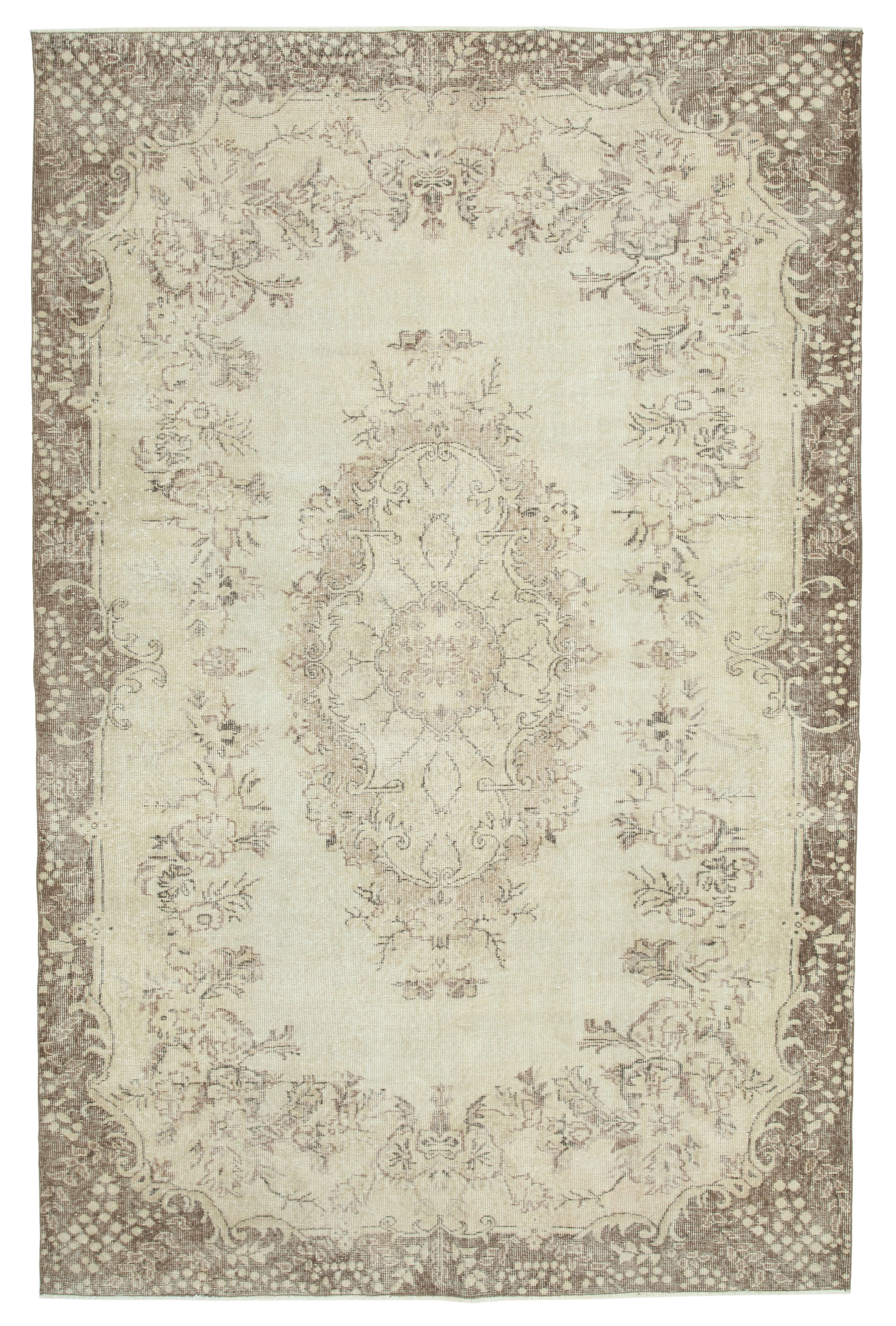 Handmade antique oriental beige carpet 206 cm x 310 cm - 34128