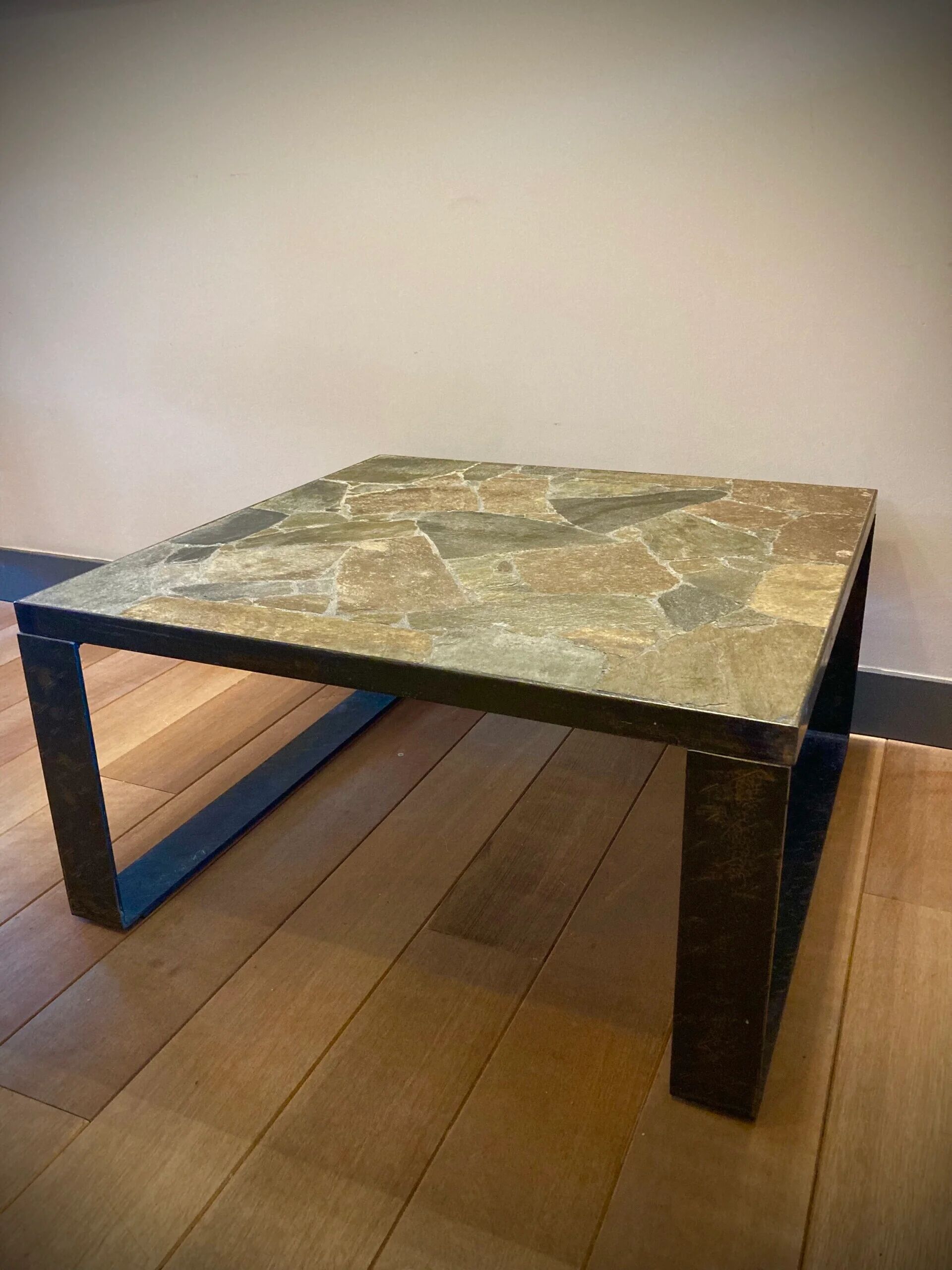 Vintage slate stone coffee table
