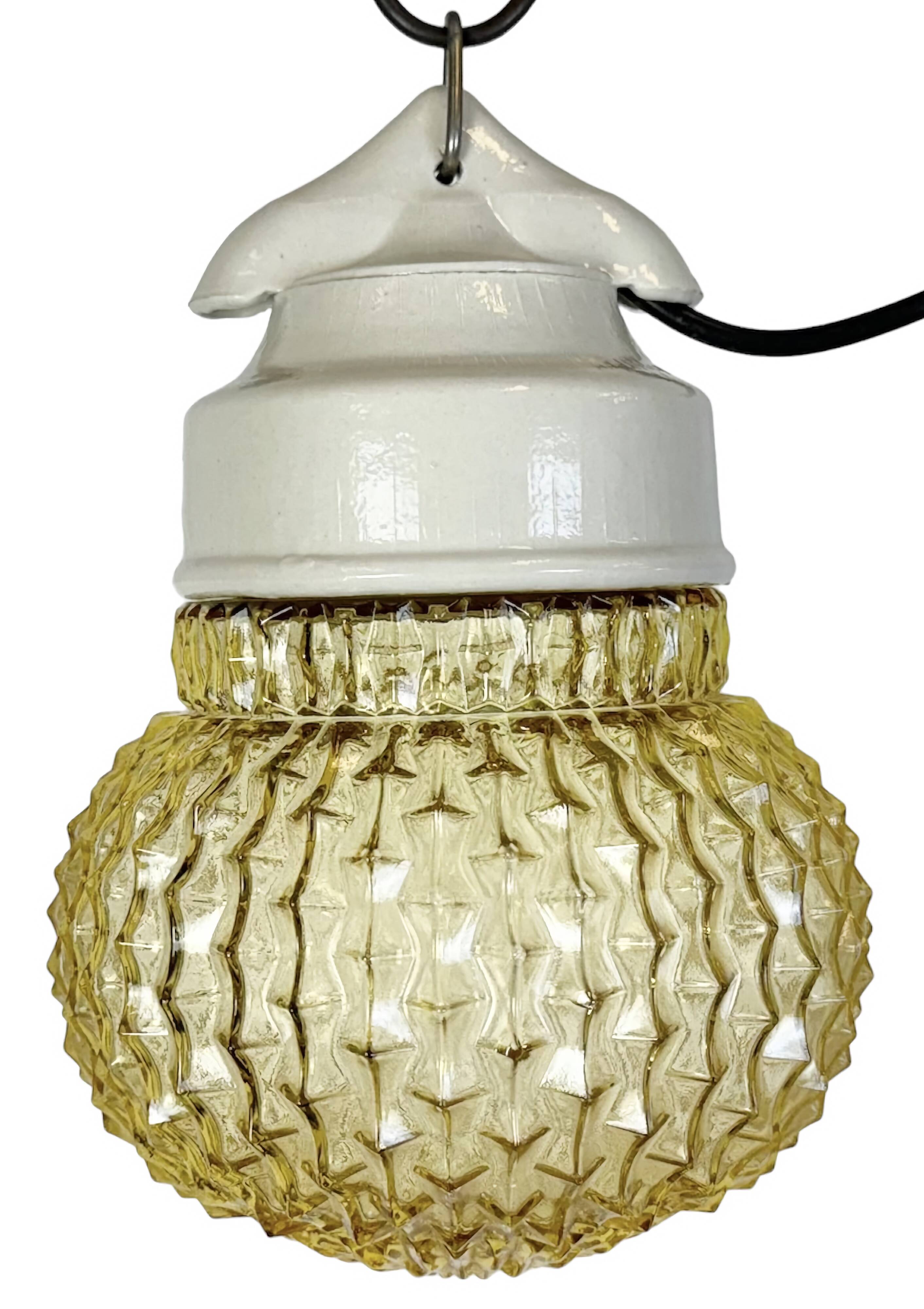 Vintage white porcelain pendant light, 1970s