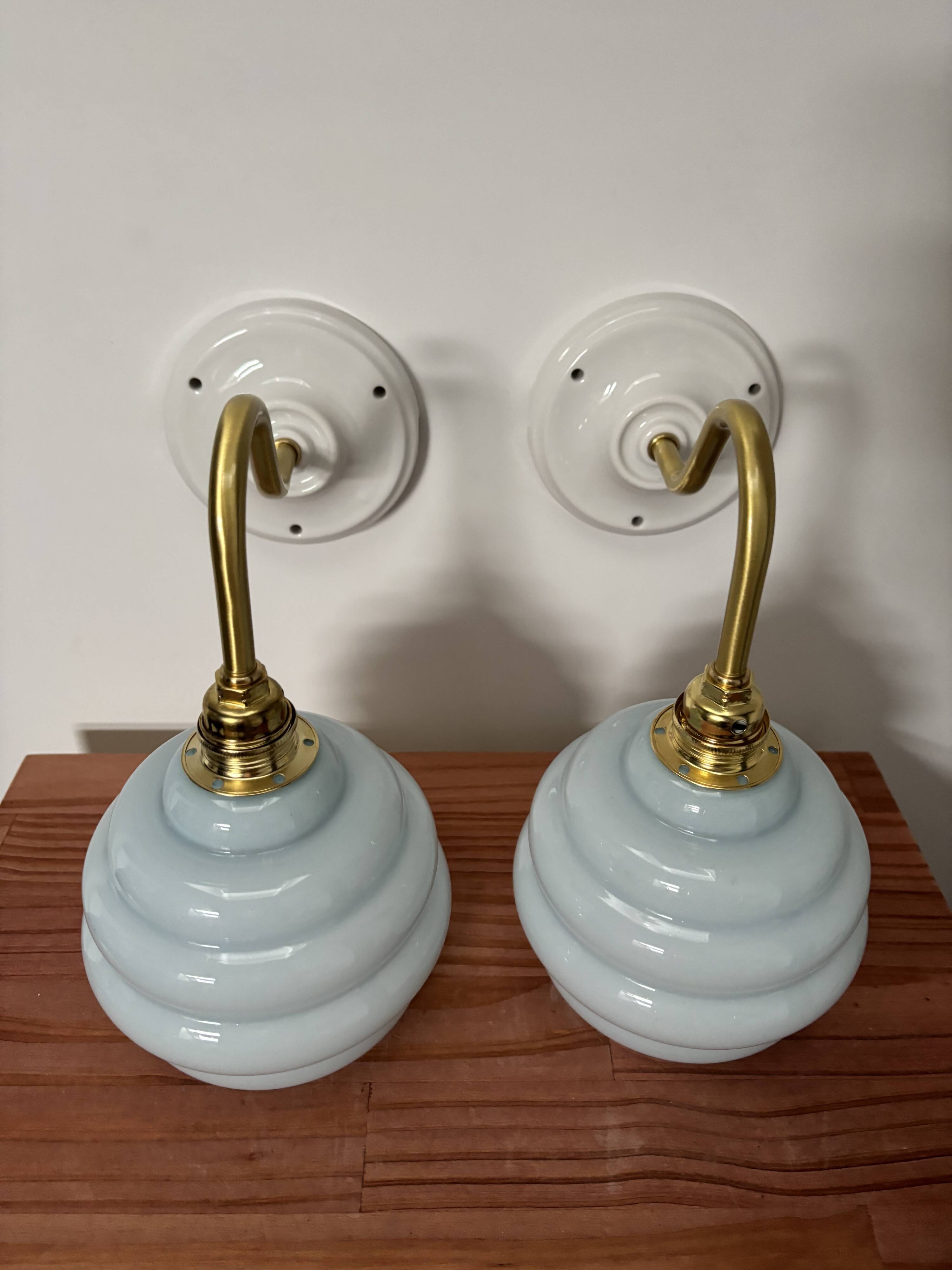 Pair of Art Deco swan neck wall lights