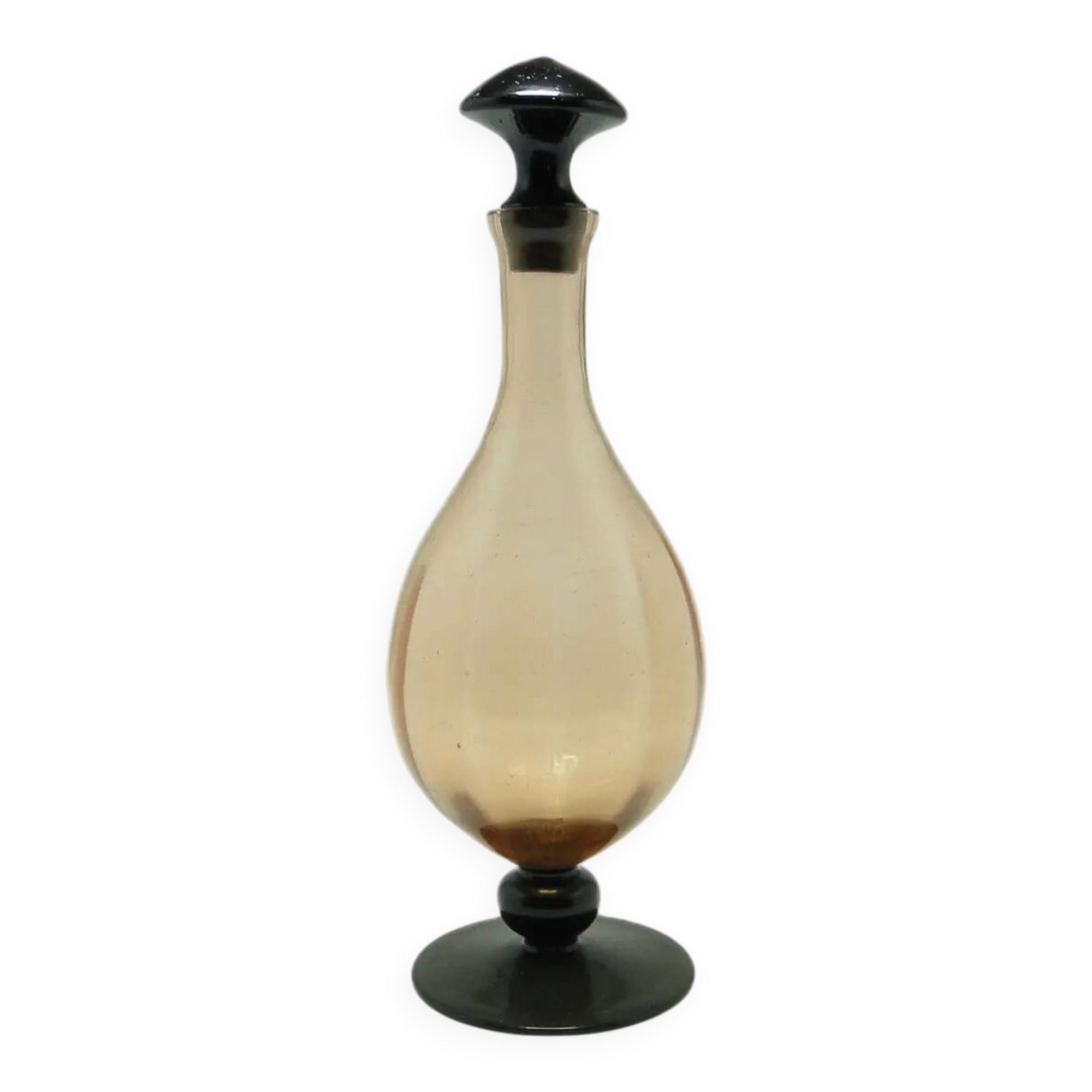 Art Deco decanter, pink glass, Poland, 1930s.