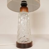 Midcentury table lamps Orrefors teak and glass Sweden