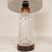 Midcentury table lamps Orrefors teak and glass Sweden