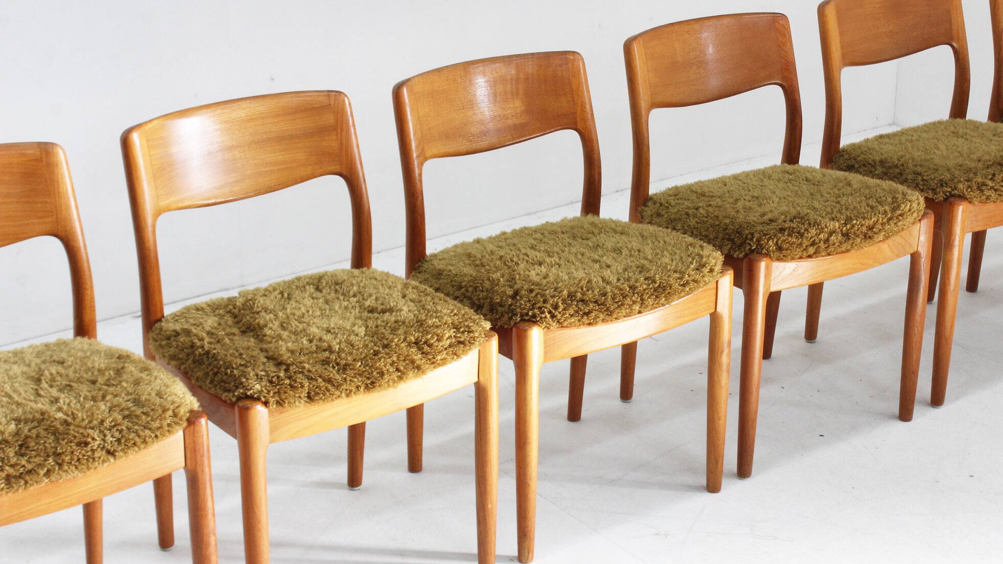 Vintage Danish solid teak dining room chairs Juul Kristensen set of 6
